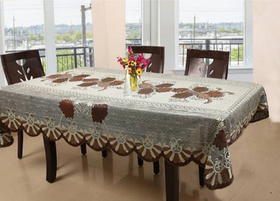croox Cotton 6 Seater Floral Table Cover(Brown)