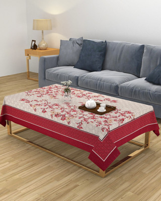 MHF Floral 8 Seater Table Cover(Red, Polyester)