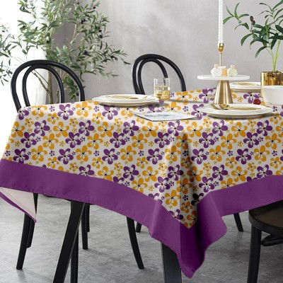 Lushomes Printed 6 Seater Table Cover(Dark Purple, Cotton)