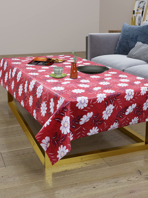 DPA Collection Checkered 4 Seater Table Cover(Maroon, PVC)