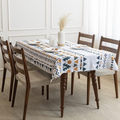 HOMEMONDE Printed 4 Seater Table Cover(Teal Santo, Cotton)