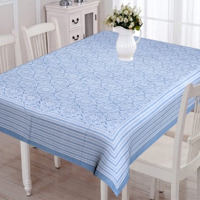 Texstylers Printed 6 Seater Table Cover(Blue, Cotton)