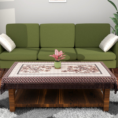 KUBER INDUSTRIES Floral 4 Seater Table Cover(Yellow, Brown, Polyester)