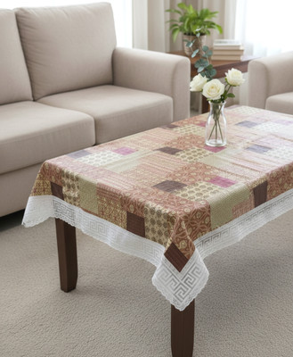 YUALIN CREATION PVC 6 Seater Printed Table Cover(Orange)