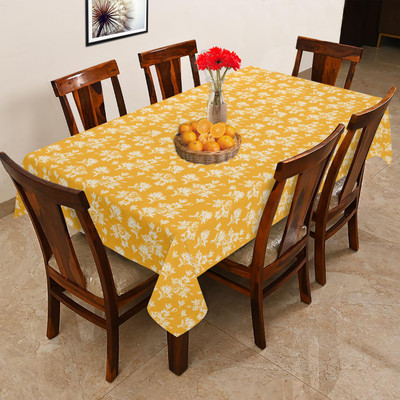 OASIS Cotton 6 Seater Printed Table Cover(Yellow)