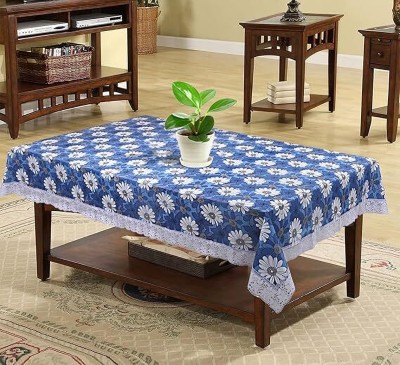 CASA FURNISHING Printed, Floral 4 Seater Table Cover(Blue, White, Polyester, Cotton)