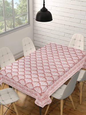 INDHOME LIFE Geometric 6 Seater Table Cover(Red, Cotton)
