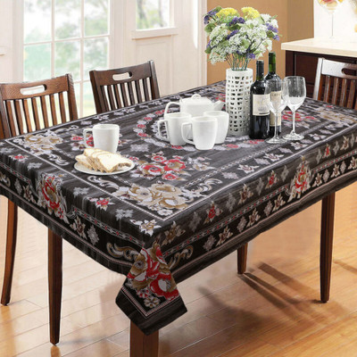 DPA Collection Printed 6 Seater Table Cover(Black, PVC)