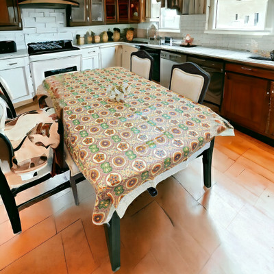 Mopak Decor Printed 4 Seater Table Cover(Orange, Polyester)