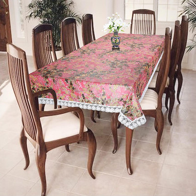 homerz Cotton 6 Seater Floral Table Cover(Digital pink)