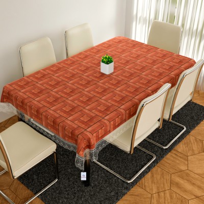 Heart Home Self Design 6 Seater Table Cover(Brown, PVC)