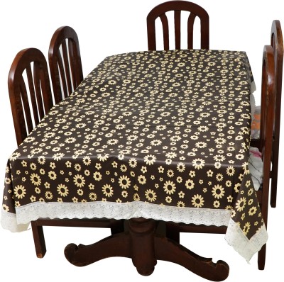 SUPYE FASHION HUB Floral 6 Seater Table Cover(Black, PVC)