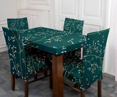 TURIYA Abstract 4 Seater Table Cover(Green, Polyester, Spandex, Pack of 4)