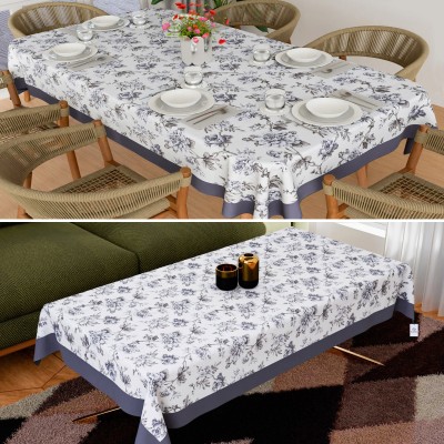 Heart Home Floral 6 Seater Table Cover(Cream, PVC, Pack of 2)