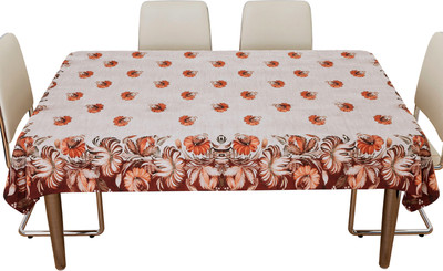 KUBER INDUSTRIES Self Design 6 Seater Table Cover(Golden, PVC)