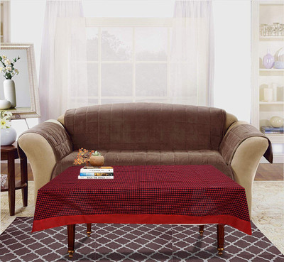 KUBER INDUSTRIES Checkered 4 Seater Table Cover(Maroon, Cotton)