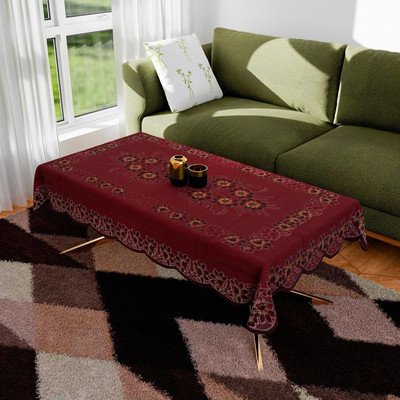 KUBER INDUSTRIES Floral 4 Seater Table Cover(Maroon, Cotton)