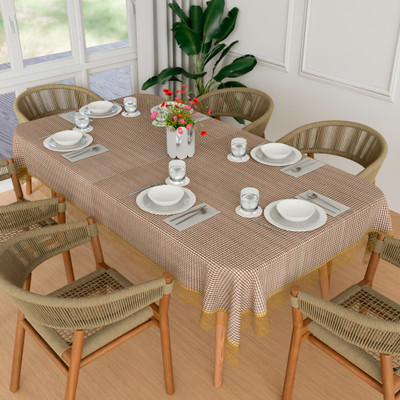 KUBER INDUSTRIES Self Design 6 Seater Table Cover(Dark Brown, PVC)