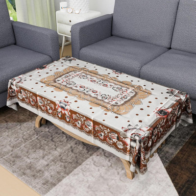 KUBER INDUSTRIES Floral 4 Seater Table Cover(Gold, PVC)