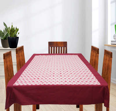 Dekor World Cotton 4 Seater Ikat Table Cover(Maroon)