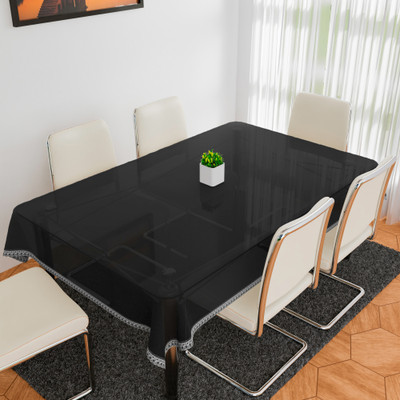 KUBER INDUSTRIES Self Design 6 Seater Table Cover(Black Transparent, PVC)