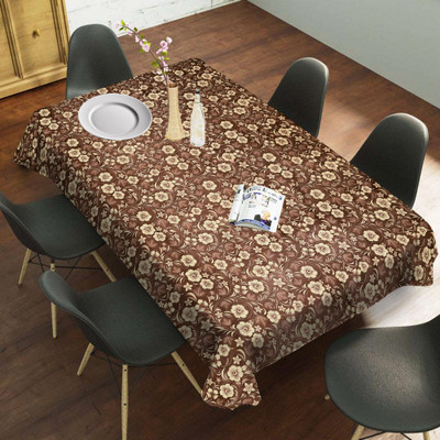 CoverMates Floral 6 Seater Table Cover(Brown, Polyester)
