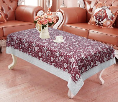 Castle Decor Printed 4 Seater Table Cover(Maroon, White, PVC)