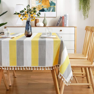 Urban Space Solid 6 Seater Table Cover(Vertical Yellow, Polyester)
