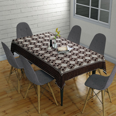 Sunrise Geometric 6 Seater Table Cover(COFFEE, Polyester)