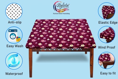 Stylista Floral 2 Seater Table Cover(Red, Polyester)