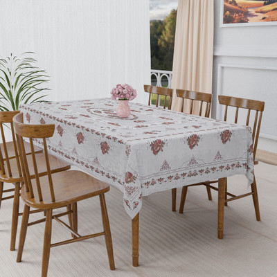 KUBER INDUSTRIES Self Design 6 Seater Table Cover(Silver, PVC)