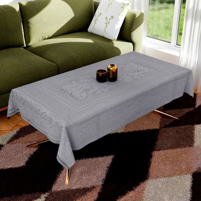 KUBER INDUSTRIES Floral 4 Seater Table Cover(Grey, Cotton)