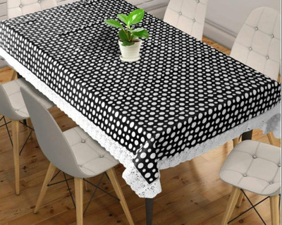 Sheppits Self Design 4 Seater Table Cover(Black White, Polyester)