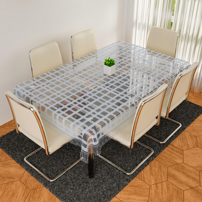 KUBER INDUSTRIES Geometric 6 Seater Table Cover(White, PVC)