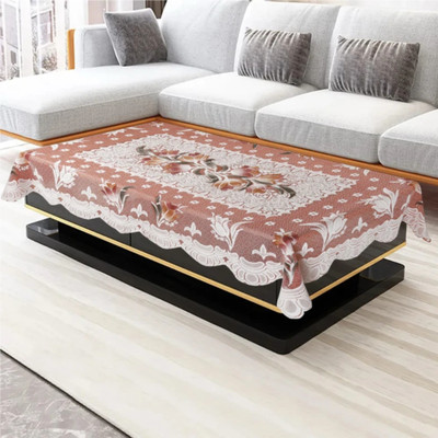 ROSE DECOR Polyester 6 Seater Printed Table Cover(Rust)