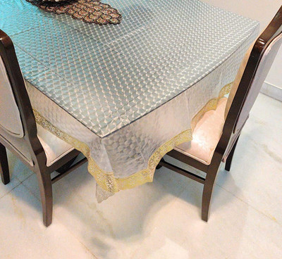 Casanest Self Design 4 Seater Table Cover(Transparent, PVC)