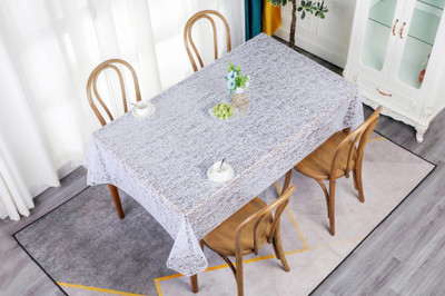 SHRI MAHAVIR IMPEX Graphic 6 Seater Table Cover(White, Vinyl)