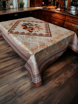 Mopak Decor PVC 6 Seater Floral Table Cover(Brown, Pack of 2)