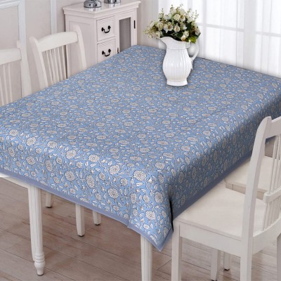 INDHOME LIFE Floral 4 Seater Table Cover(Blue, Cotton)