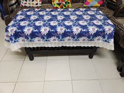 ZITIN Floral, Printed 4 Seater Table Cover(Blue, PVC, Organza)