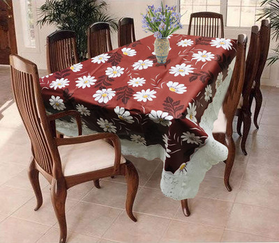 homerz Cotton 6 Seater Floral Table Cover(Baby Red)