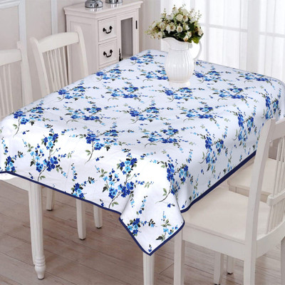 Texstylers Cotton 8 Seater Abstract Table Cover(Blue White)