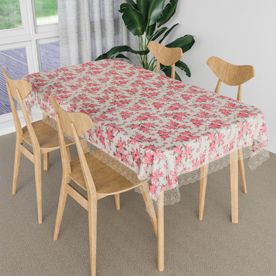 KUBER INDUSTRIES Self Design 6 Seater Table Cover(Pink, PVC)