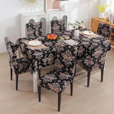 TURIYA Polyester, Polycotton 4 Seater Chair Abstract Cover(Pack of 5 Beige, Pink)