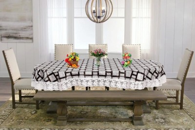 ZITIN Checkered, Geometric 6 Seater Table Cover(Grey, PVC, Linen)