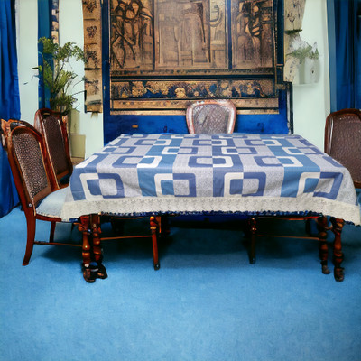 Mopak Decor Printed 6 Seater Table Cover(Blue, Polyester)