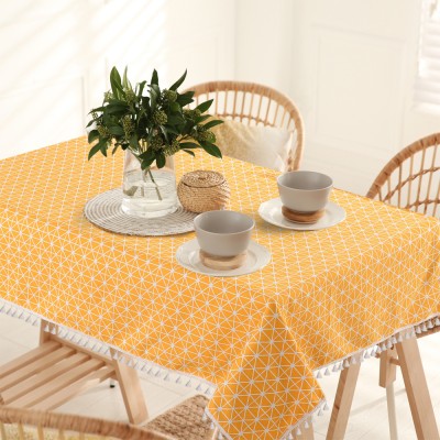 Urban Space Printed 6 Seater Table Cover(Yellow Star, Cotton)