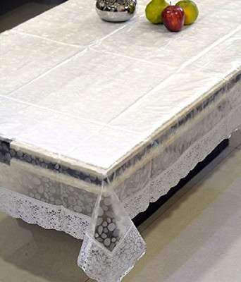 SHAVIN Self Design 4 Seater Table Cover(Silver, PVC)
