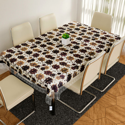 HOMESTIC Self Design 6 Seater Table Cover(White, PVC)