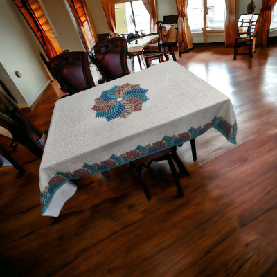 Mopak Decor Cotton 4 Seater Printed Table Cover(Green, Pack of 2)